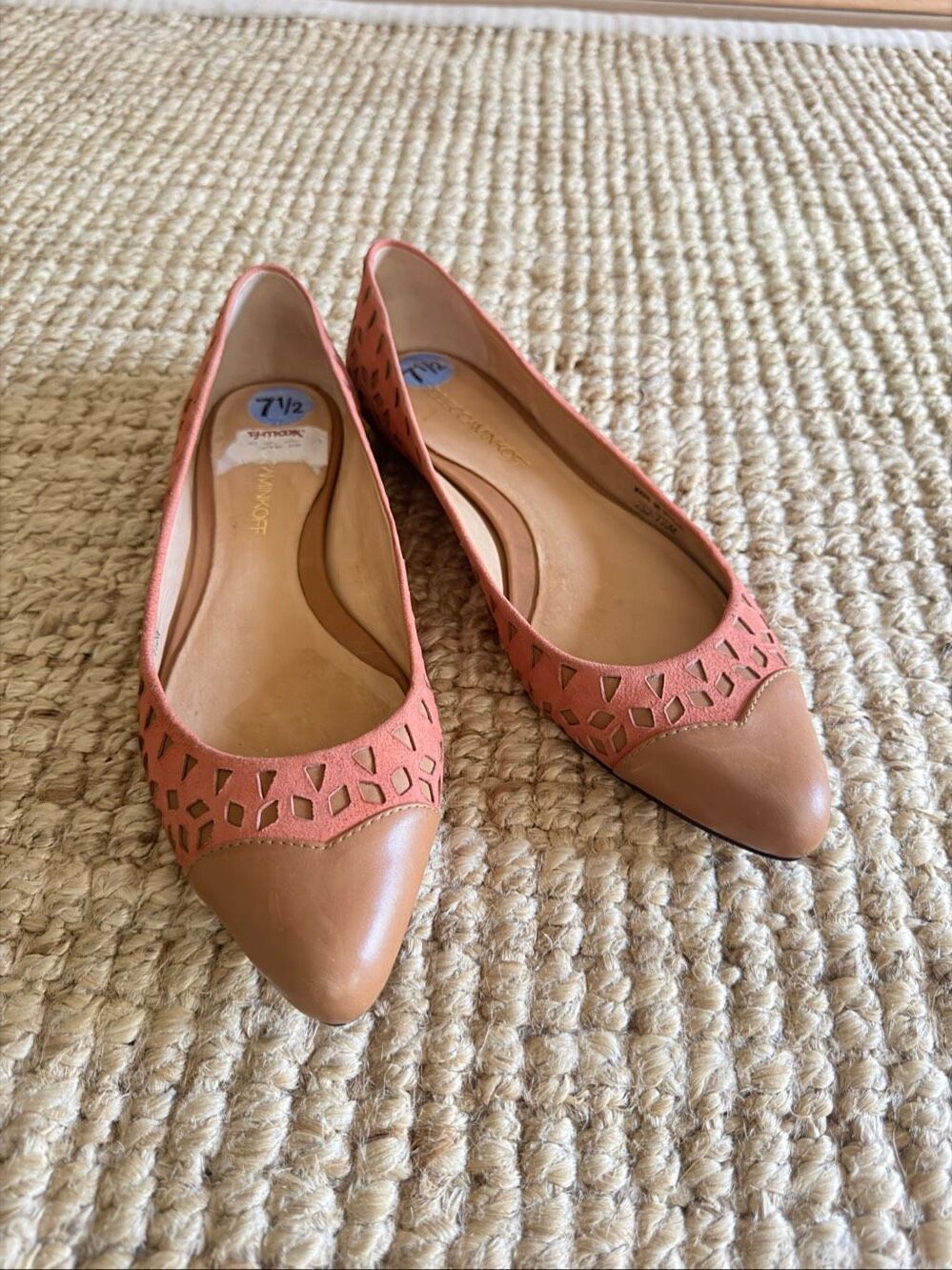Rebecca Minkoff Irene Coral Suede Laser Cut-Out Ballet Flats Size 7.5